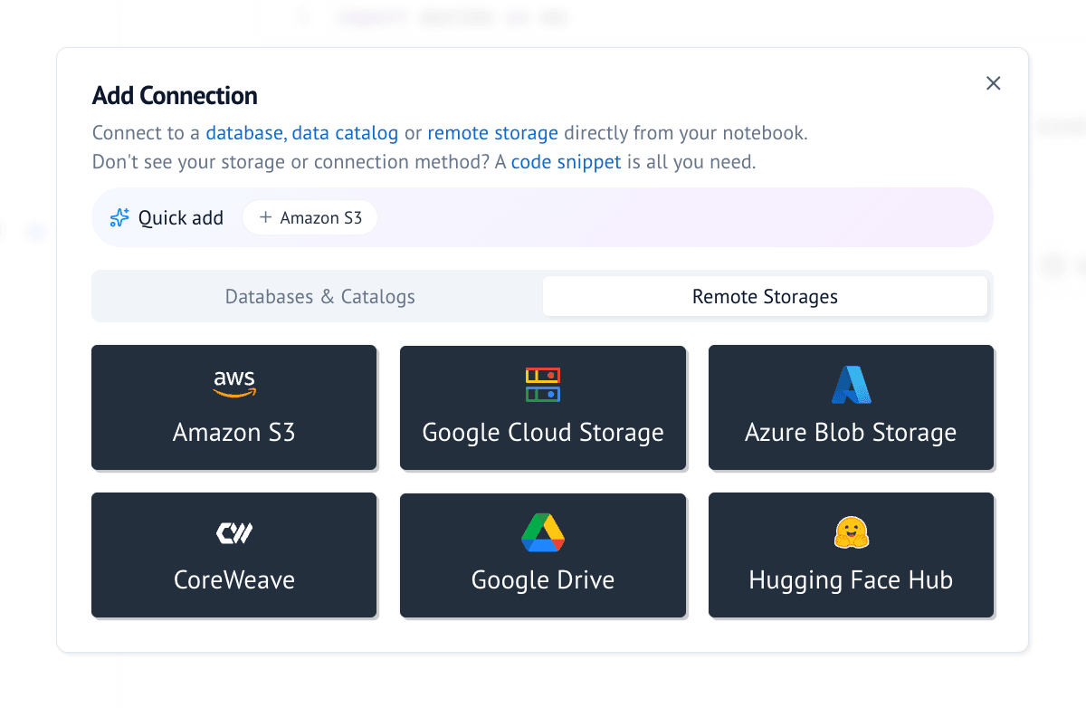 Remote storage in molab