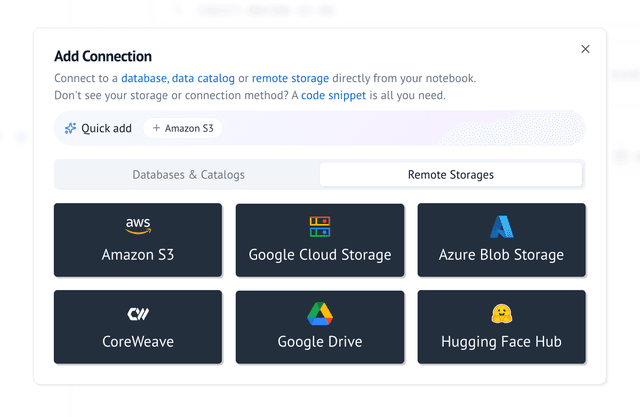 Remote storage in molab