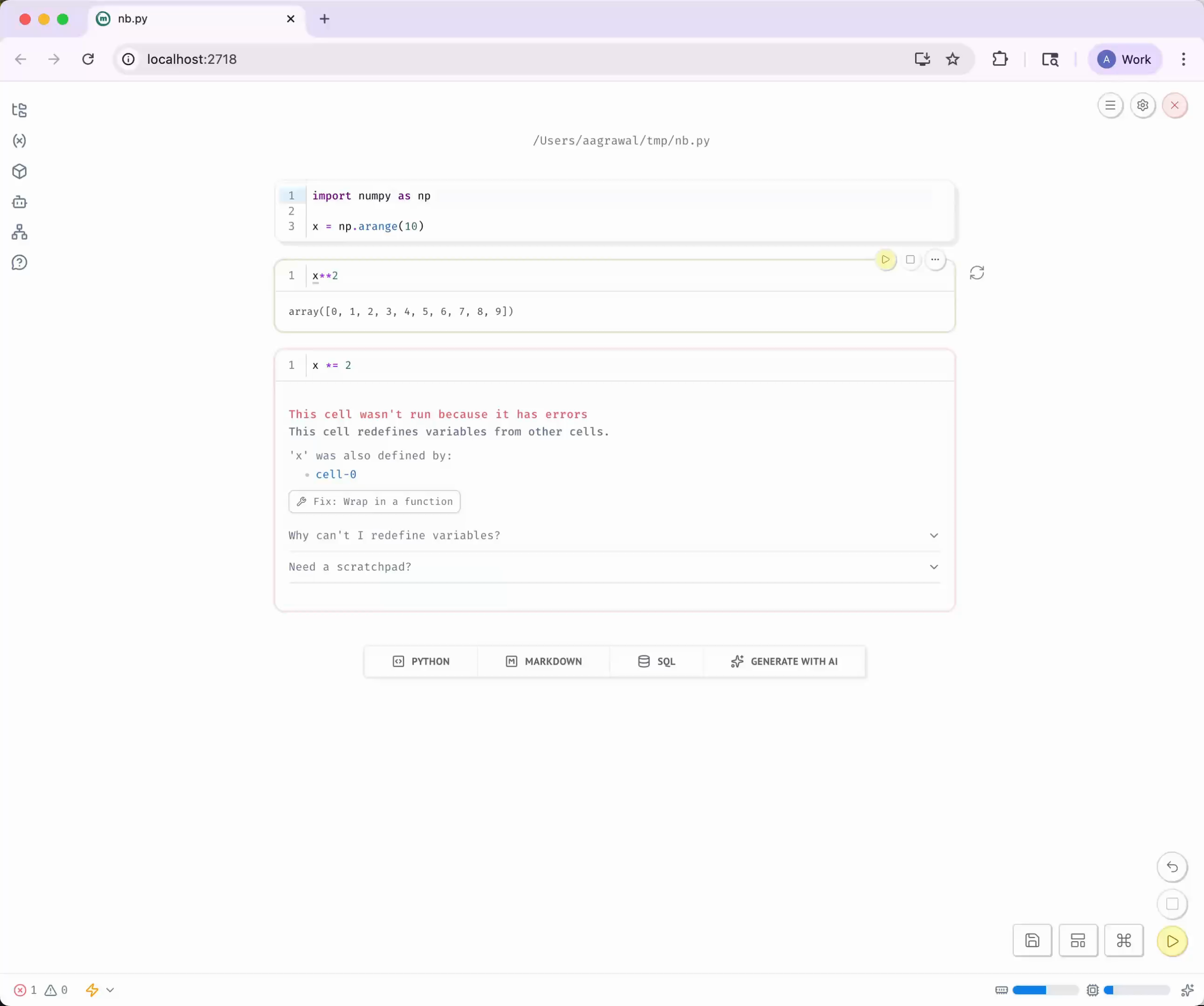MARIMOページ marimo 0.19.0 | marimo